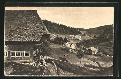 AK Gütenbach, Häusergruppe mit Waldstück