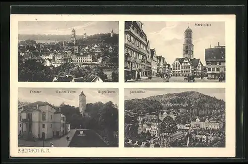 AK Biberach a. R., Jordanbad, Theater mit Weissem Turm, Totalansicht