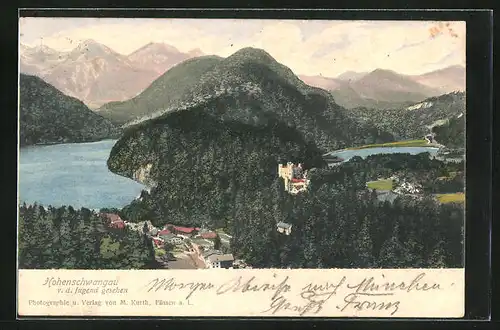 AK Hohenschwangau, Ortsansicht von der Jugend aus