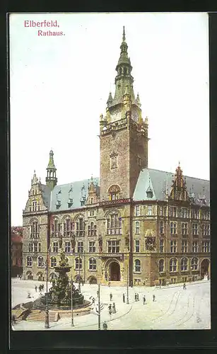 AK Elberfeld, Brunnen vor dem Rathaus