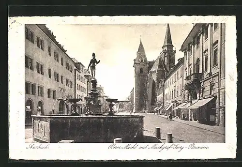AK Ansbach, Oberer Markt mit Markgraf-Georg-Brunnen