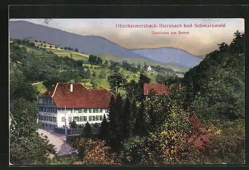 AK Oberharmersbach-Riersbach /Bad. Schwarzwald, Gasthaus zur Sonne
