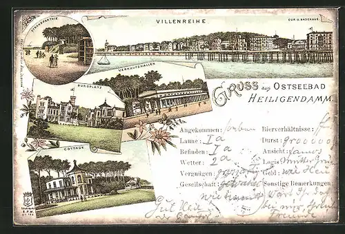 Lithographie Heiligendamm, Villenreihe, Verkaufshallen, Cottage