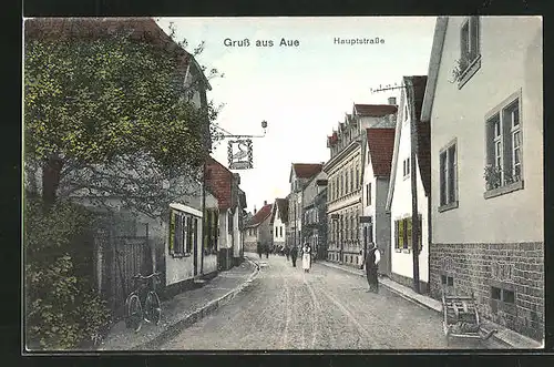 AK Durlach-Aue, Partie in der Hauptstrasse (Westmarkstrasse)