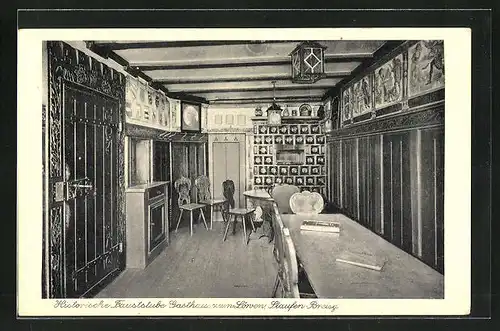 AK Staufen i. Breisgau, Historische Fauststube im Gasthaus zum Löwen, 3. ältestes Gasthaus Deutschlands