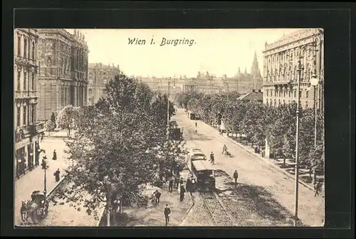 AK Wien, Burgring mit Strassenbahn