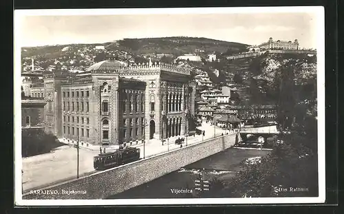 AK Sarajevo, Rathaus und Strassenbahn