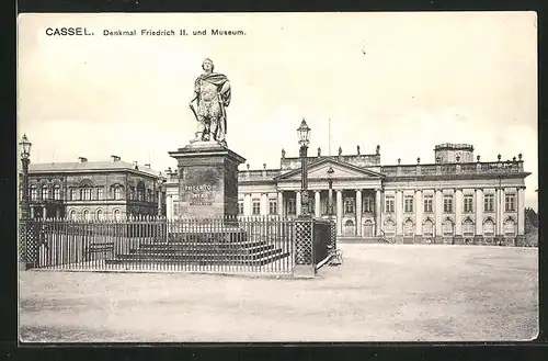 AK Kassel, das Denkmal Friedrich II. und das Museum