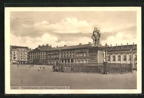 AK Kassel, der Friedrichsplatz mit dem Denkmal Friedrich II.