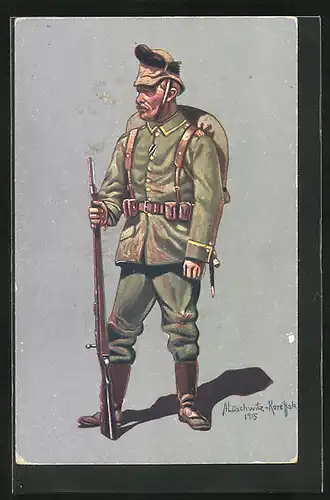 Künstler-AK Uniform, Unteroffizier des k. sächs. Schützen Regt. Prinz Georg Nr. 108