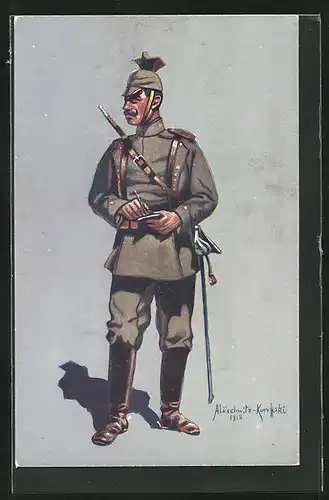 Künstler-AK Uniform, Gefreiter des 1. Bayr. Ulanen-Regt. des König v. preussen Wilhelm II.