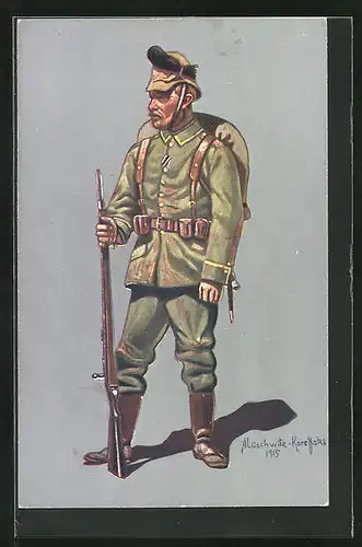 Künstler-AK Uniform, Unteroffizier des K.Sächs. Schützen-Regts. Prinz Georg Nr. 108