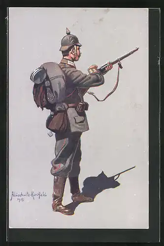 Künstler-AK Uniform, Infanterist des 4. Garde-Reg. zu Fuss