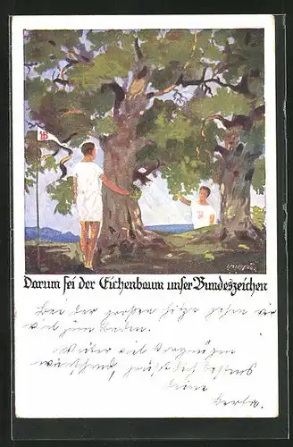 Künstler-AK Richard Assmann: der Eichenbaum das Bundeszeichen