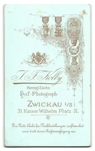 Fotografie J. F. Kolby, Zwickau i. Sa., Kaiser-Wilhelm-Platz 31, Portrait schönes Fräulein mit Dutt