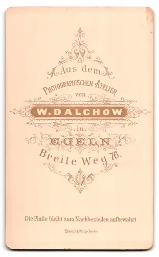 Fotografie W. Dalchow, Egeln, Breite Weg 76, Portrait stattlicher Herr mit Schnurrbart