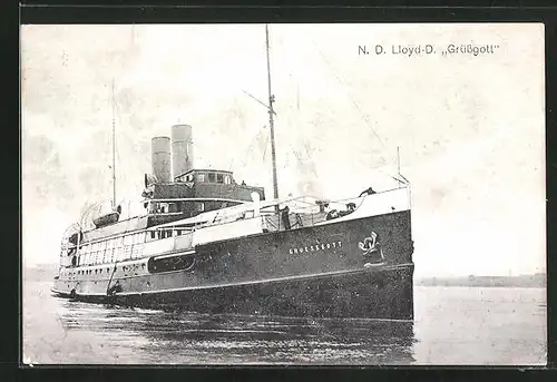 AK N.D. Grüssgott, Passagierschiff in Küstennähe