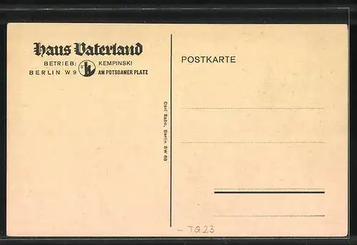 AK Berlin-Tiergarten, Haus Vaterland, Rheinterrasse