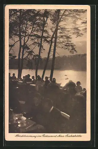 AK Berlin-Zehlendorf, Restaurant Neue Fischerhütte, Inh. Albert Griebel, Terrasse am Schlachtensee