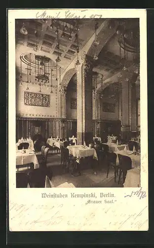 AK Berlin, Weinstuben Kempinski, Blick in den Grauen Saal