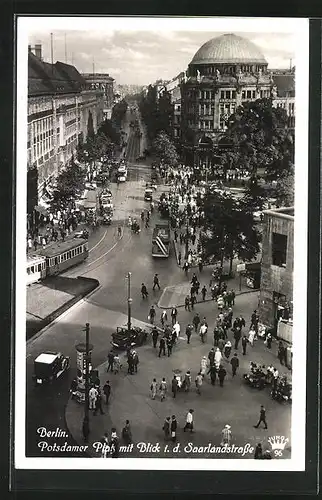 AK Berlin-Tiergarten, Potsdamer Platz mit Blick i. d. Saarlandstrasse