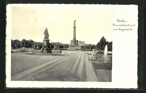 AK Berlin-Tiergarten, Bismarckdenkmal und Siegessäule