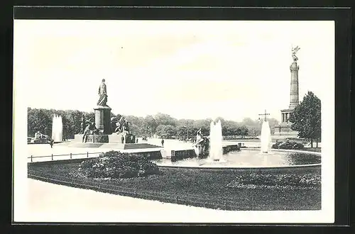 AK Berlin-Tiergarten, Ansicht von Bismarckdenkmal und Siegessäule