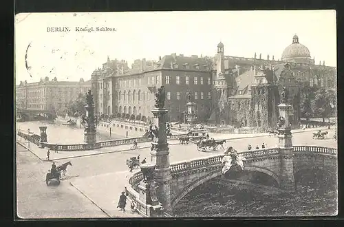 AK Berlin, Pferdebahn am Königl. Schloss