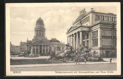 AK Berlin, Gendarmenmarkt mit Schauspielhaus und Neue Kirche