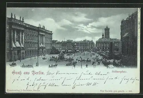 Mondschein-AK Berlin, Blick auf den Schlossplatz
