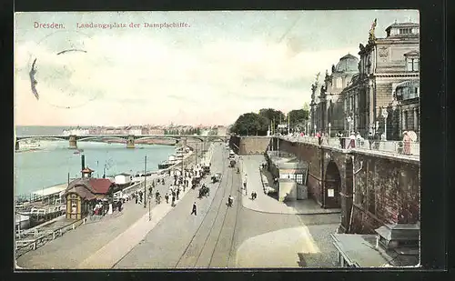 AK Dresden, Landungsplatz der Dampfschiffe