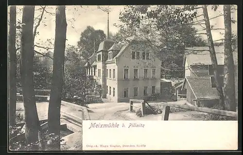 AK Dresden-Pillnitz, Blick zum Gasthof Meixmühle