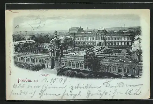 Mondschein-AK Dresden, Ansicht vom Dresdner Zwinger