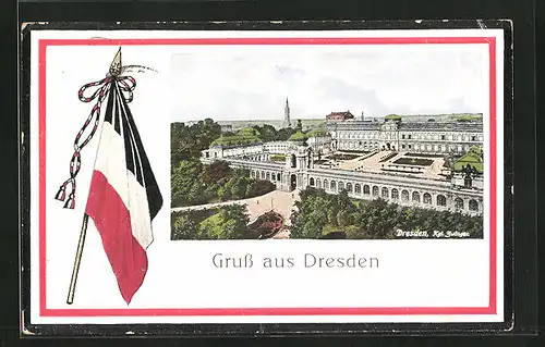 Passepartout-AK Dresden, Blick auf den Kgl. Zwinger