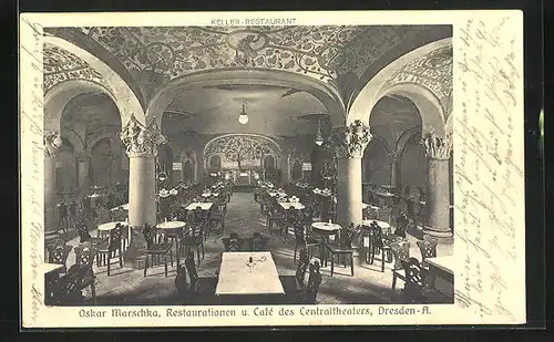 AK Dresden, Keller-Restaurant des Centraltheaters, Inh. Oskar Marschka