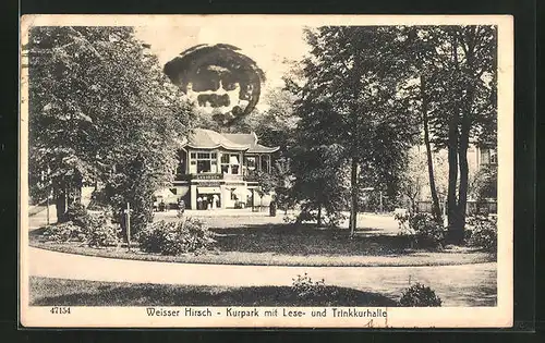 AK Dresden-Weisser Hirsch, Kurpark mit Lese- und Trinkkurhalle