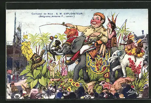 Künstler-AK Nice, Carnaval, S.M. Explorateur