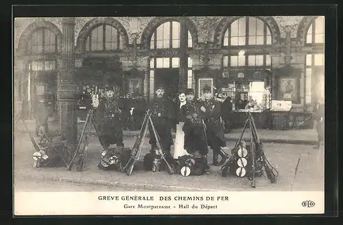 AK Greve Generale des Chemins de Fer, Gare Montparnasse, Hall du Depart
