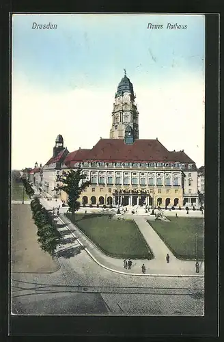 AK Dresden, Blick auf das neue Rathaus