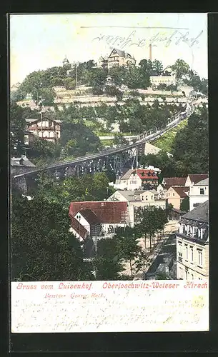 AK Dresden-Loschwitz, Gesamtansicht mit Drahtseilbahn