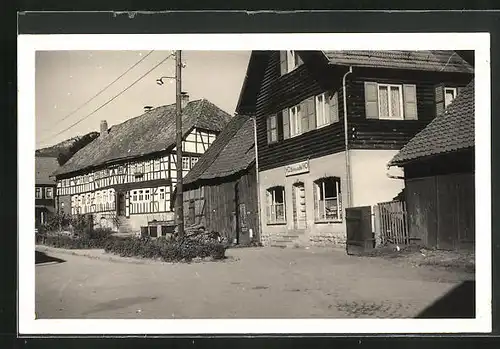 AK Albrechts / Thür. Wald, Ortsansicht mit Geschäft HO Lebensmittel