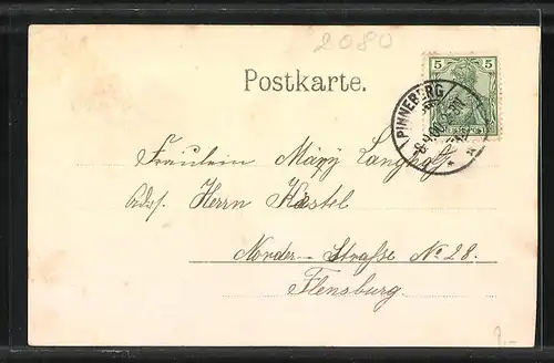 Passepartout-AK Pinneberg, Blick zur Kirche