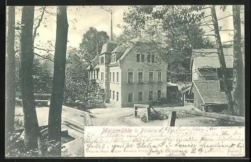 AK Dresden-Pillnitz, Blick zur Meixmühle