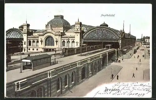 AK Dresden, Motiv vom Hauptbahnhof