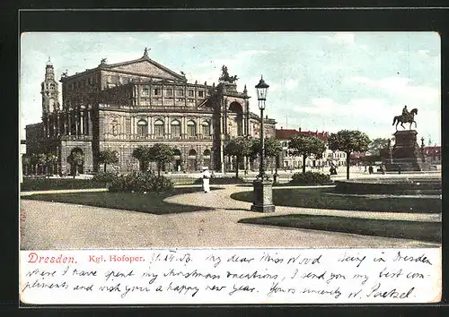 AK Dresden, Denkmal und Kgl. Hofoper