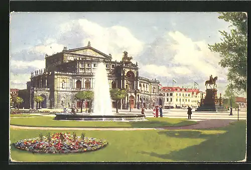 AK Dresden, Kgl. Opernhaus und König Johann-Denkmal