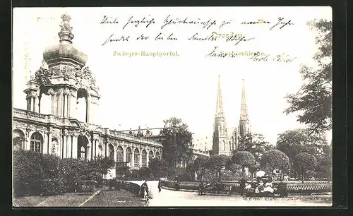 AK Dresden, Zwingerhauptportal und Sophienkirche