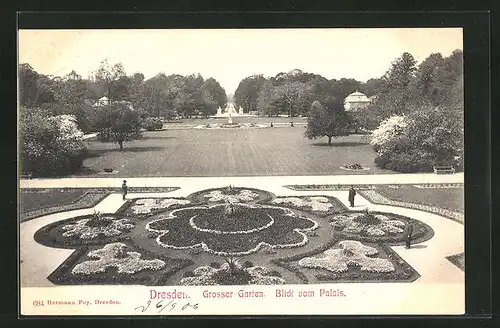 AK Dresden, Blick vom Palais in den Grossen Garten