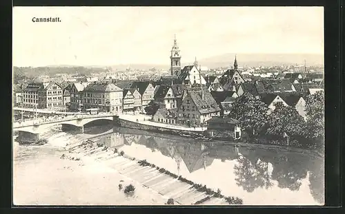 AK Cannstatt, Blick über den Fluss zum Ort