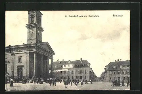 AK Ansbach, St. Ludwigskirche am Karlsplatz
